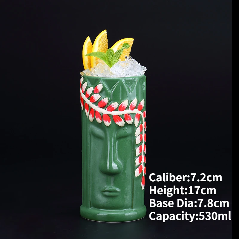 Hawaiian Ceramic Tiki Mug - Creative Cocktail Cup and Halloween Bar Gift