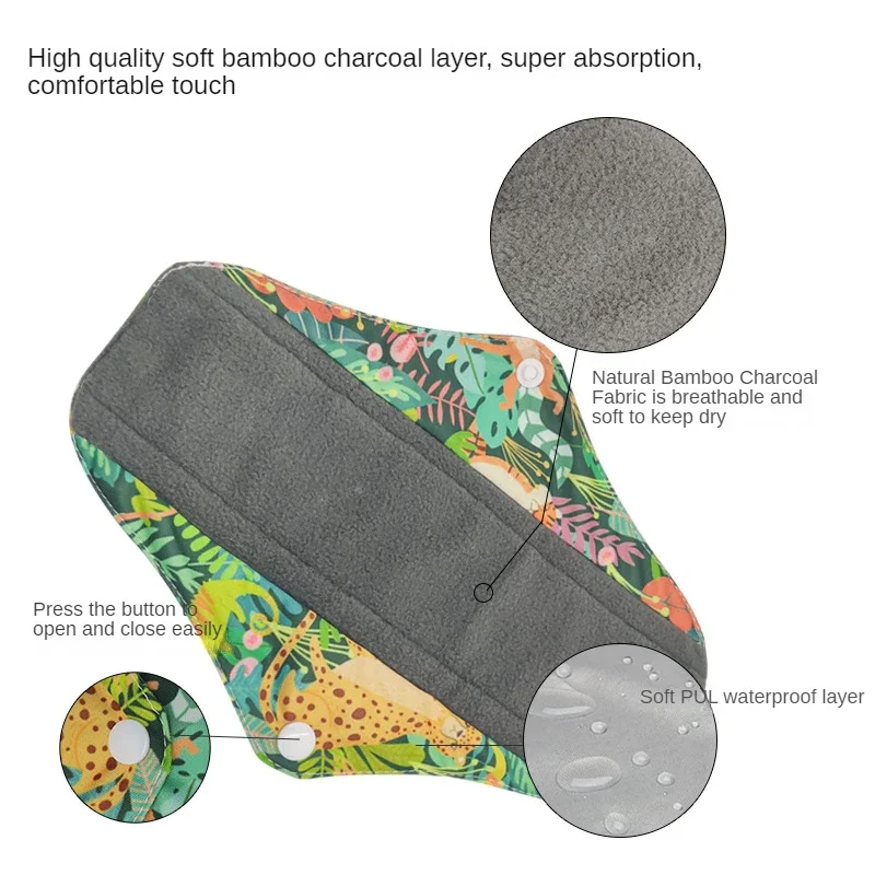 Bamboo Cloth Sanitary Napkin Reusable Washable Menstrual Pads Women Hygiene Sanitary Towels Pads Postpartum Nursing Pads 3