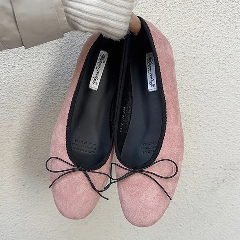 

2024 New Spring Ballet Flats Shoes Women Fashion Round Toe Design Bow Knot Ballerinas Soft Moccasins Female Casual Loafers Mujer