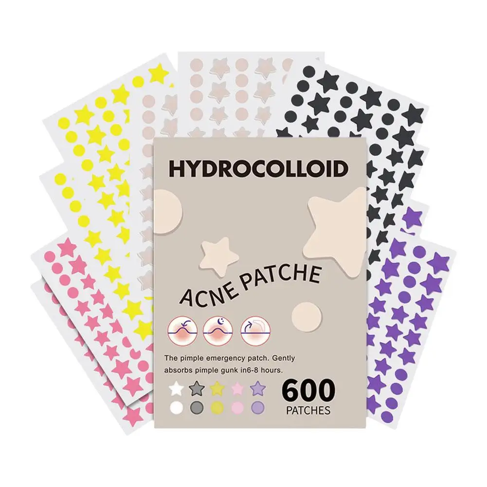 Star Colorful Acne Patch Invisible Concealer Cover Acne Marks Spots Acne Removal Acne Patch Anti-Acne Hydrocolloid Patch Makeup