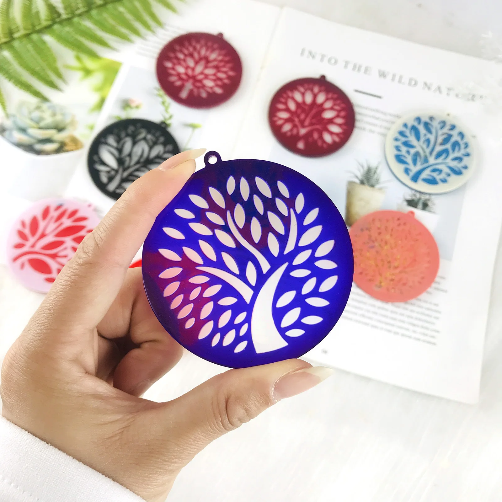 LIANXUE Life Tree Pattern Silicone Mold Holographic Resin Mold DIY Keychain  Jewelry Ornament Pendant Tool Crafts Making Supplies