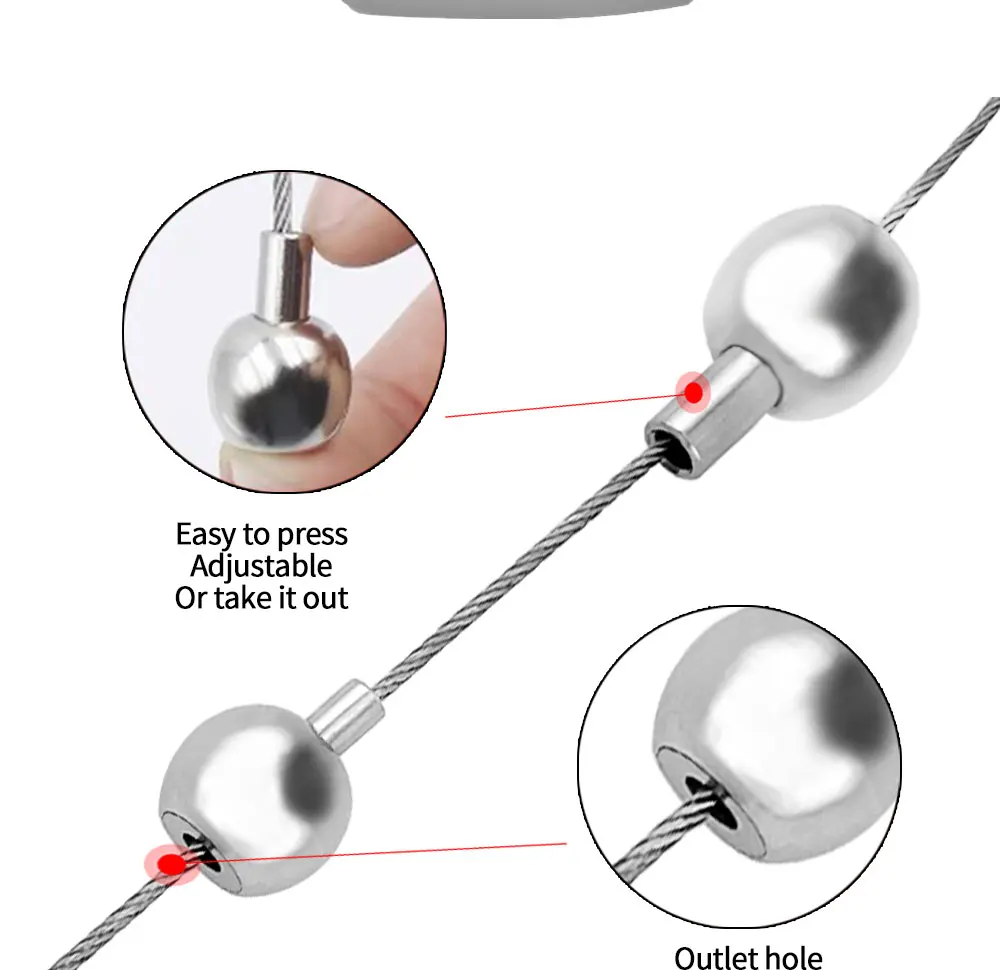 Für 0,5–3 mm kreisförmiges oder kugelförmiges Stahldrahtseil-Klemmkabel mit selbstsichernder Funktion, Zubehör für hängende Hebeschnalle und Haken – Detail 6