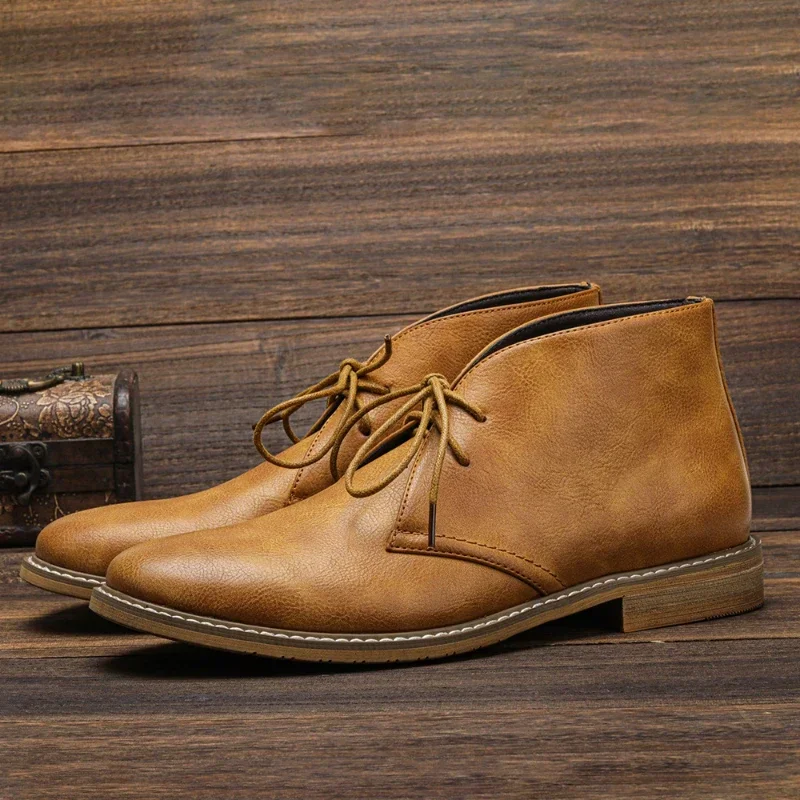 Botas tobilleras estilo Chelsea para hombre, botines deportivos De felpa con punta puntiaguda, estilo Retro, ideal para el desierto