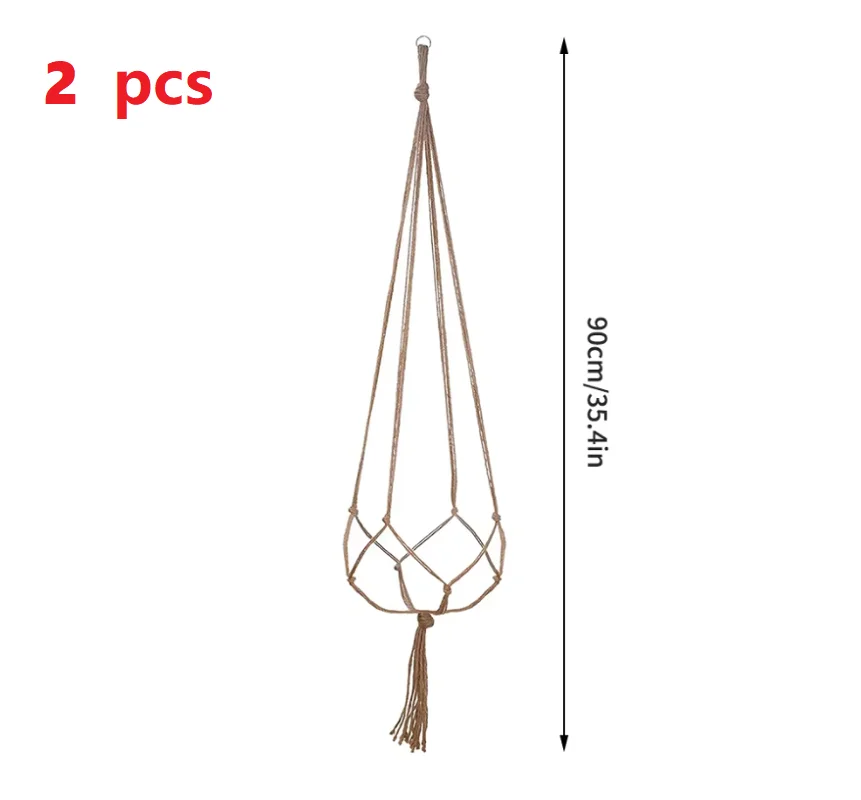 Hand-Woven Cotton Hemp Rope Hanging Flowerpot Woven Decor