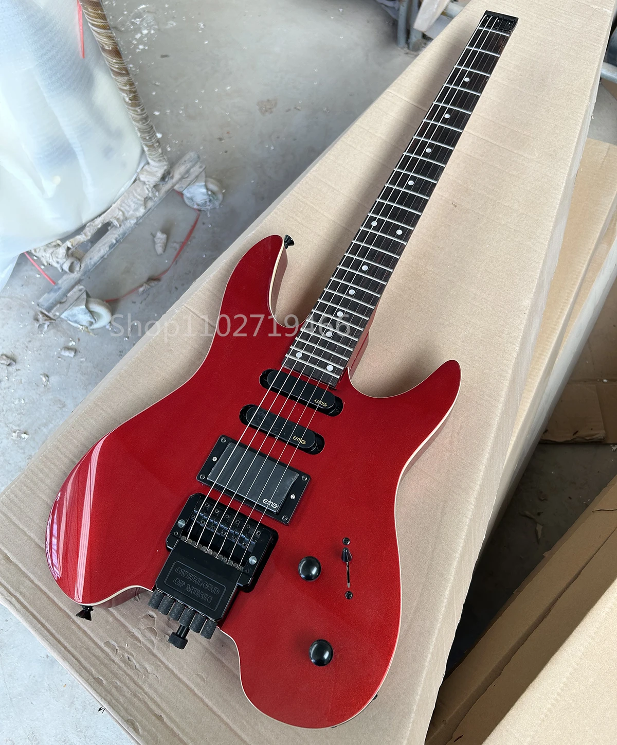 Factory Headless 6 Strings Electric Guitar Metal Red SSH Pickups
