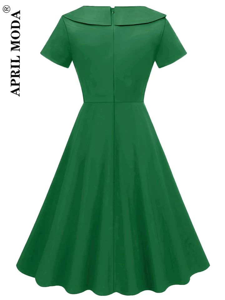 green emerald velvet dress Polkadot green linen swing dress 1950s inspired – heartmycloset