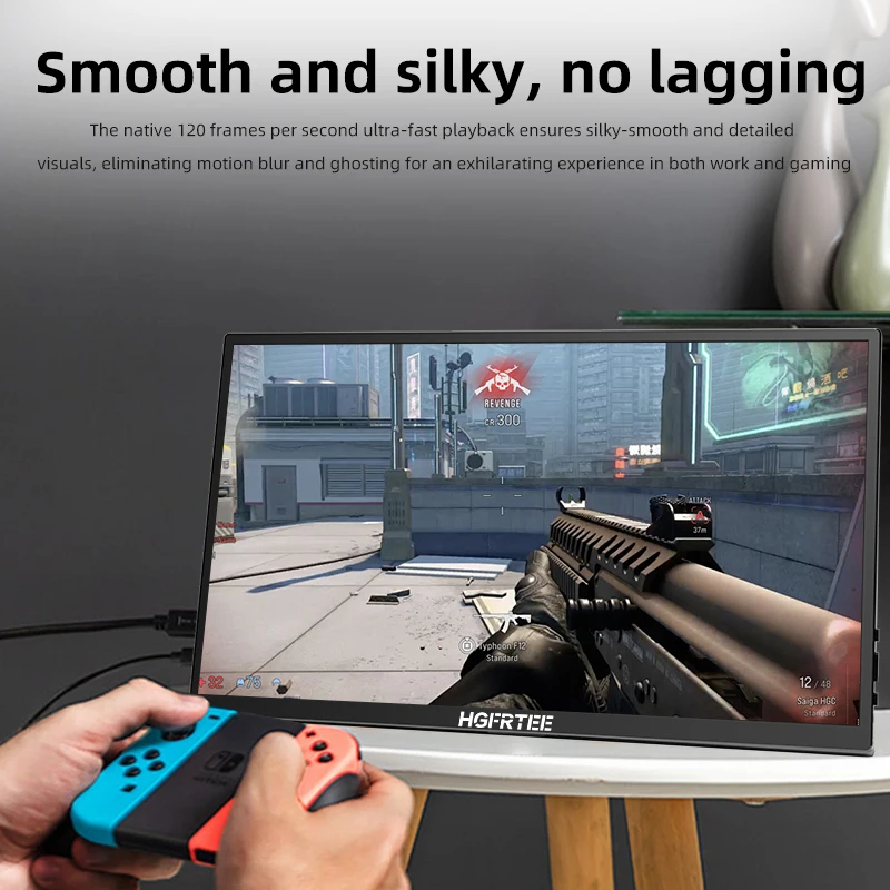 HGFRTEE 18.5인치 휴대용 모니터 120Hz RGB100%(VESA 홀 및 후면 브래킷 포함) 노트북 확장 디스플레이 ADS-IPS HDR 스크린