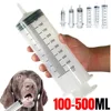 100-500ml Large Capacity Syringe with 1M Hose Reusable Plastic Syringes Pet Feeding Metering Pump Hydroponic Nutrition Syringe 1
