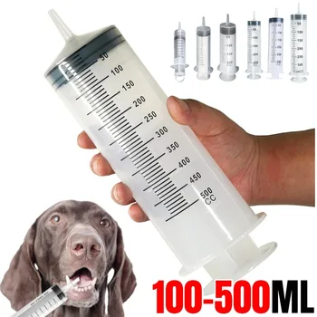100-500ml Large Capacity Syringe with 1M Hose Reusable Plastic Syringes Pet Feeding Metering Pump Hydroponic Nutrition Syringe 1