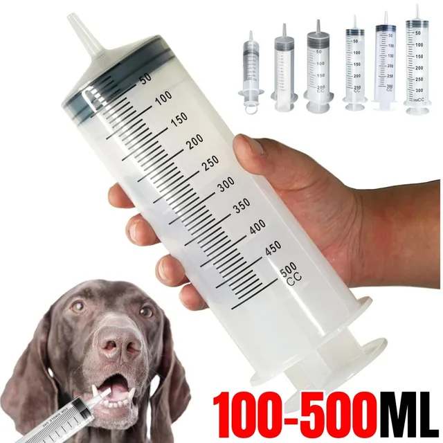 100-500ml Large Capacity Syringe with 1M Hose Reusable Plastic Syringes Pet Feeding Metering Pump Hydroponic Nutrition Syringe 1