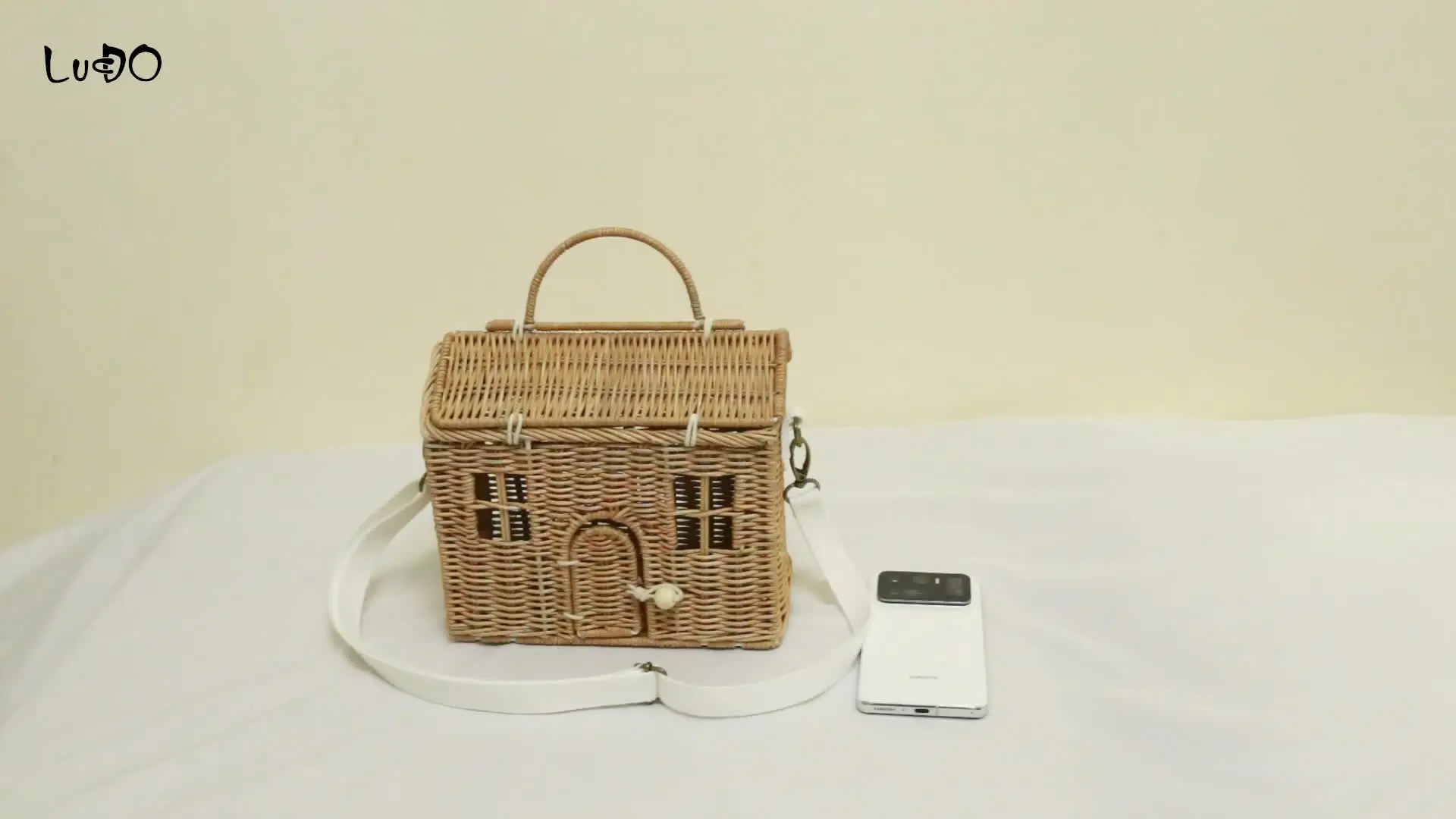 Borsa da donna Robben in paglia, secchiello in rattan, borse a tracolla intrecciate a mano