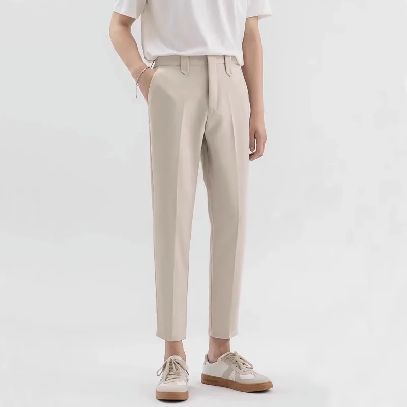 

Men's Summer Elastic Fashion Business Casual Suit Pants Ankle Length Pants Men's Straight Sleeve Formal Trousers Plus Size B08