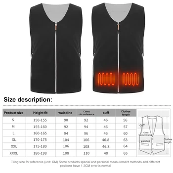 1/2PCS 5 Areas Heating Vest Winter USB Infrared Thermal Jacket Electric Heating Sleeveless Self-heating Clothe For Outdoor Sport 6