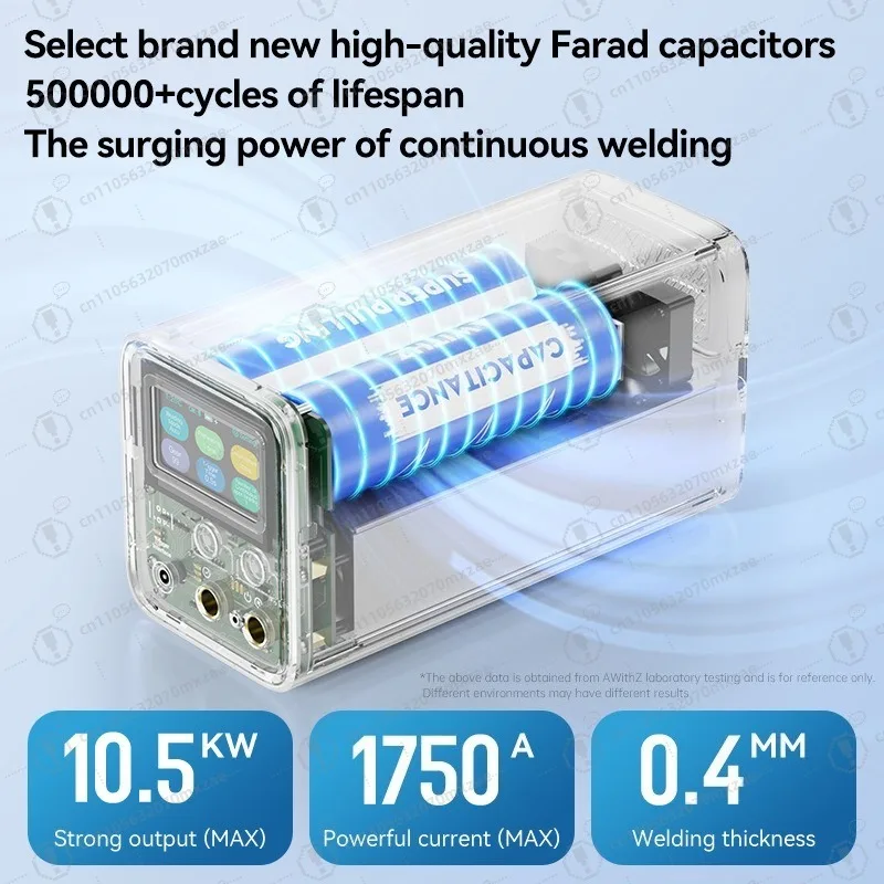 슈퍼 커패시터 스팟 용접기 UF20B 10.5kW 1750A 18650 리튬 배터리 및 니켈 스트립용 - 휴대용 미니 디자인
