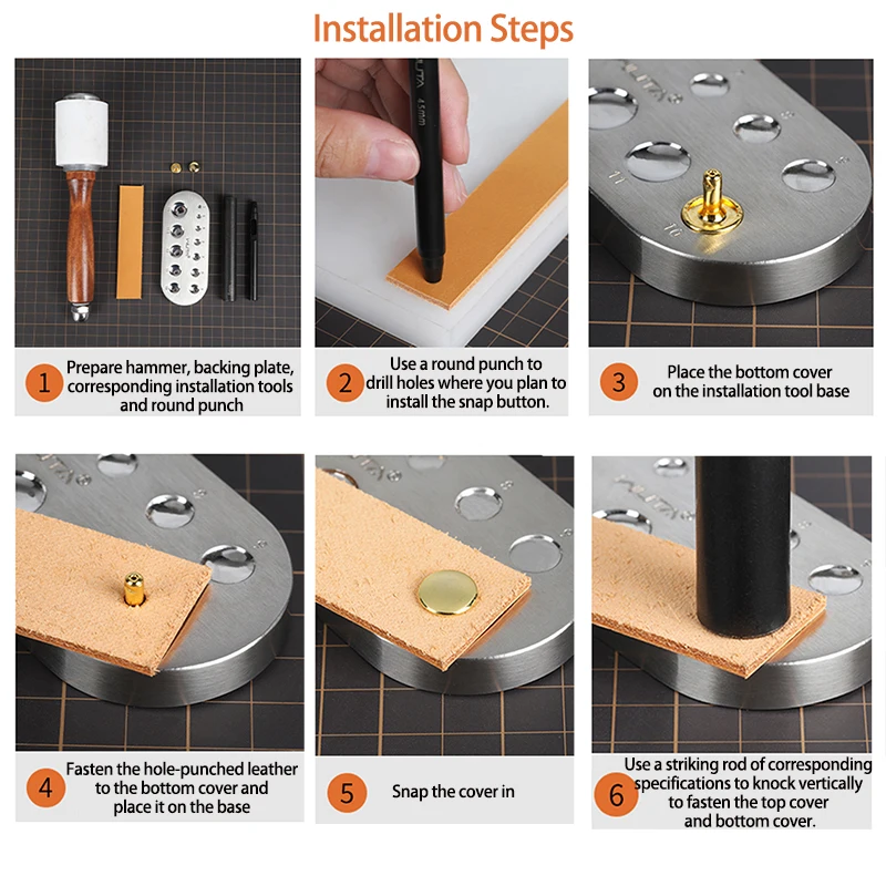 1PC Stainless Steel Rivet Snap Button Setter Base Grommet Mushroom Nail Install Multi-Function Punch Table DIY Leather Tool leather tools,leather craft tools,leather craft tool,snap buttons tools