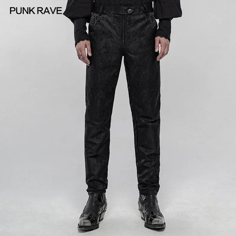 

PUNK RAVE Men's Gothic Daily Jacquard Trousers Palace Noble Vintage Simple Party Club Stage Dinner Men Pencil Pants