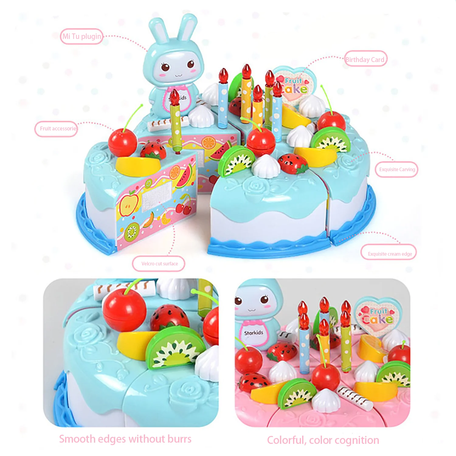 Children&rsquo;s Che Che Le simulation birthday princess cake toy fruit cake family set kitchen toys pretend kitchen toys pretend food toys