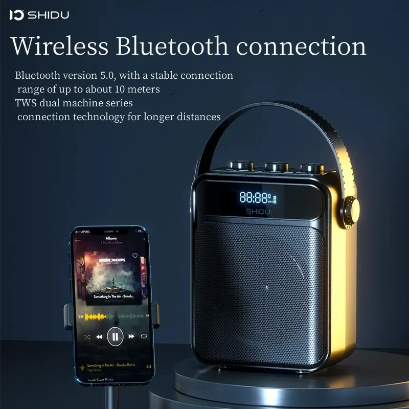 

Portable HD Radio Display Bluetooth Speaker LED Display 360 Stereo TWS Subwoofer Home Theater Karaoke Speaker with Mic USB /TF