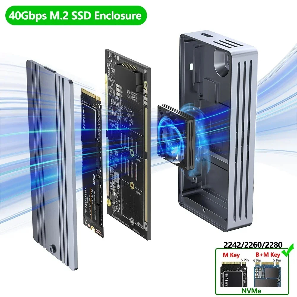 40Gbps USB 4.0 SSD Enclosure Thunderbolt USB-C M.2 NVMe SSD Case Compatible with USB 3.2/3.1/3.0 For Macbook iPad Phone Laptop