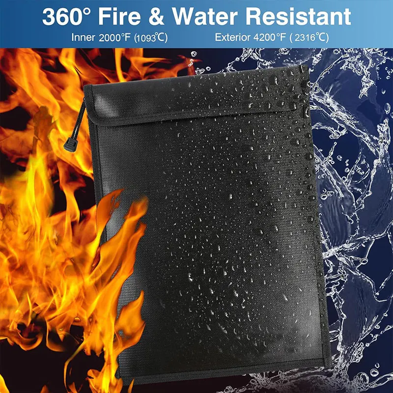 Fireproof Waterproof Document Bag Glass Fiber Explosion-proof Safe Bag Portable File Storage Bag For Money Jewelry Passport 2