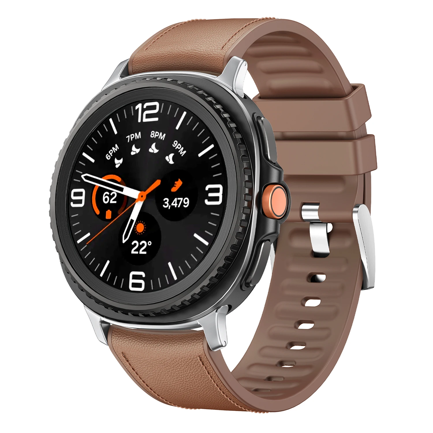 Original Connector Leather and Silicone Strap Wristband for Smartwatch - 40mm/44mm/46mm Bracelet