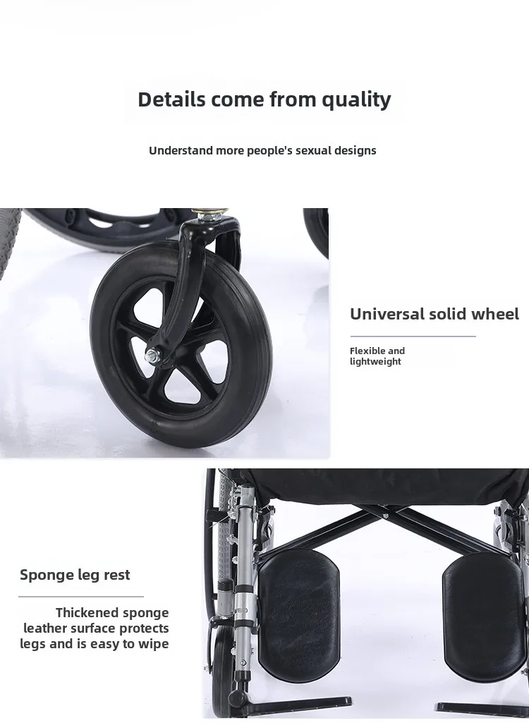 150kg load-bearing folded lightweight weighted thickened widened large wheelchair trolley seat width 23inch