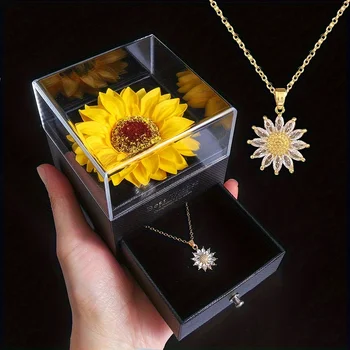 Elegante set de regalo con collar de girasol: celebra el amor y la lealtad 1