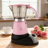 Cafetière électrique 480W, 300ml/6 tasses, cafetière italienne portable en aluminium pour la maison, percolateur pour la maison, noir 6