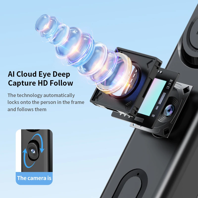 Tripod For Mobile 360°Auto-Rotation Shooting Quadrapod Selfie Stick Phone Stand AI Face Following, With Remote Control_voghion.com
