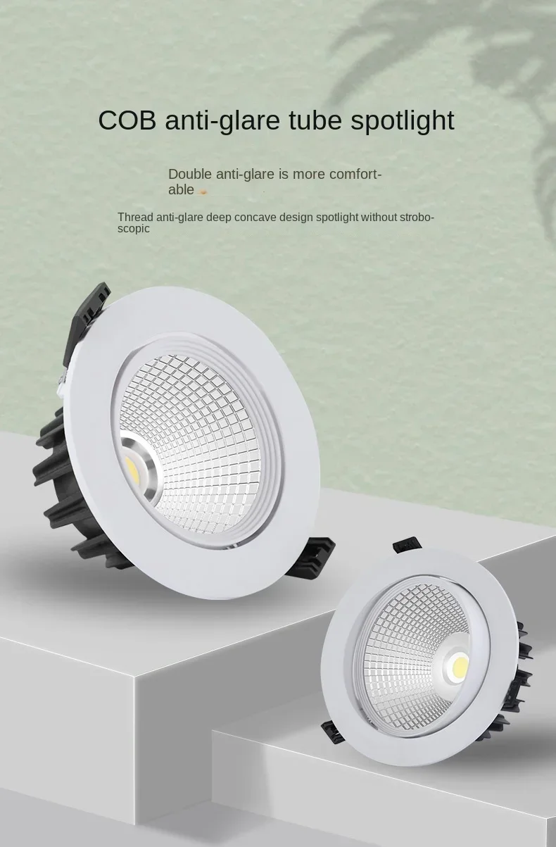 Description Picture 2 of itemSpotlight LED Ceiling Light Embedded COB Anti Glare Tube Light Hole Light Opening 5W/7W/12W Shop Commercial