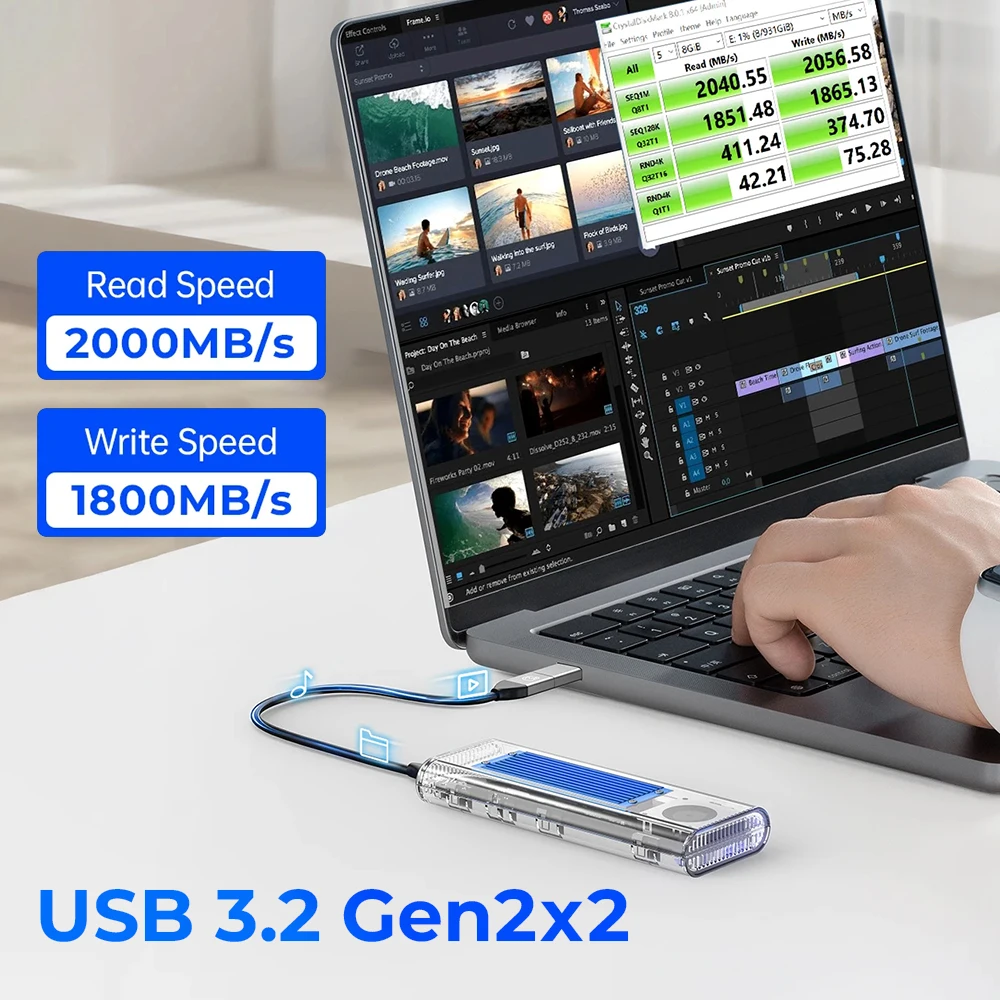 ORICO-M.2 NVME SSD Case Enclosure, 20Gbps, USB