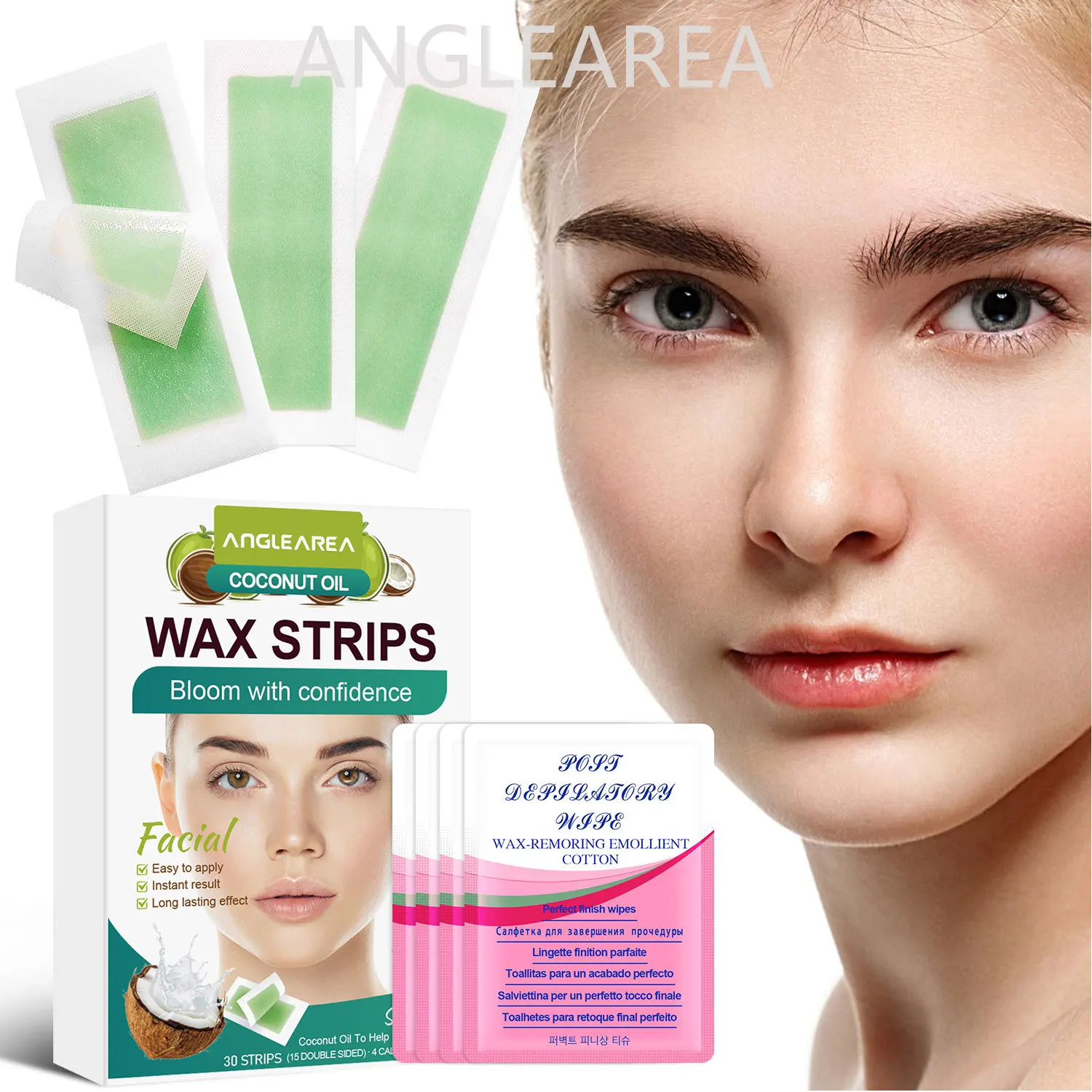 ANGLE AREA 30pcs Facial Hair Removal Wax Strip Per Box Professional Non Woven Face Lip Eyebrow Women's Body Hair Removal