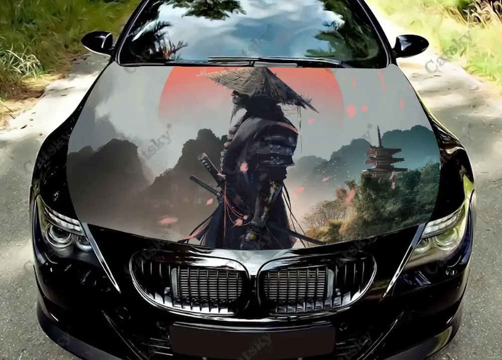 

samurai ninja Car Hood Vinyl Stickers Wrap Vinyl Film Engine Cover Decals Sticker on Car Auto Accessories