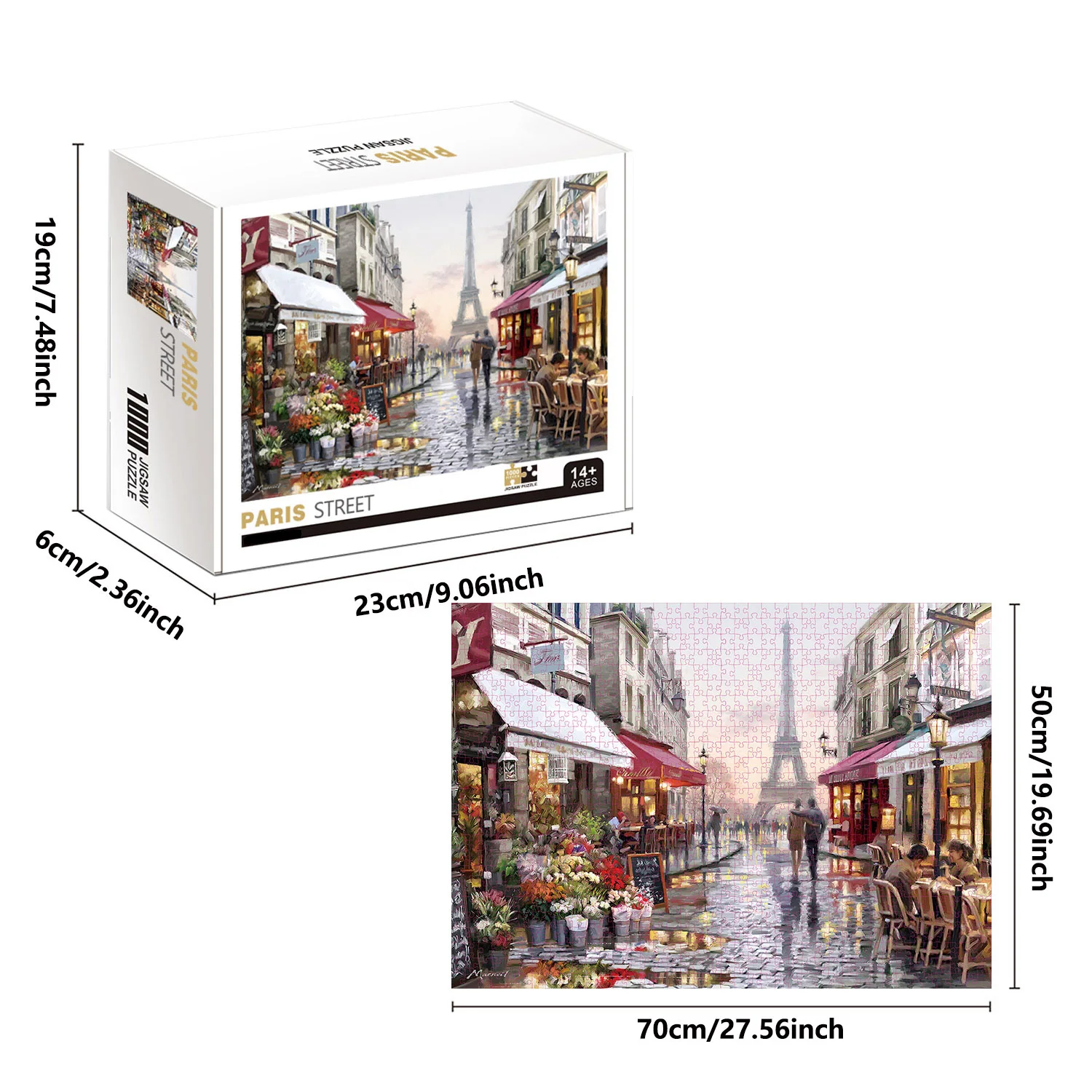 1000 Pieces Paris Street Jigsaw Puzzle Home Decor Adults Puzzle Games Family Fun Floor Puzzles Educational Toys for Kids