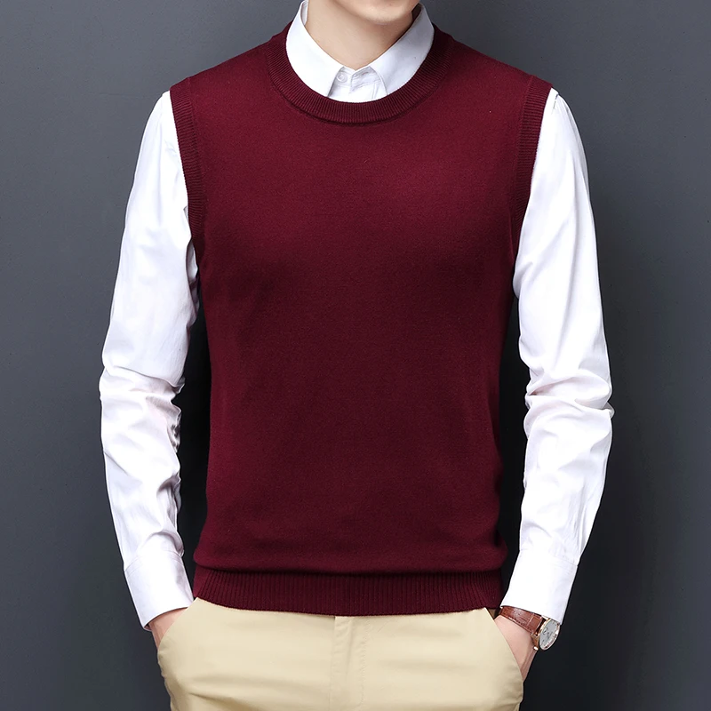 Men Sweater Vest Korean Round Neck Business Casual Fitted Version Black Light Grey Sleeveless Knitted Vest Top Male Brand men sweater vests mens knitted vest