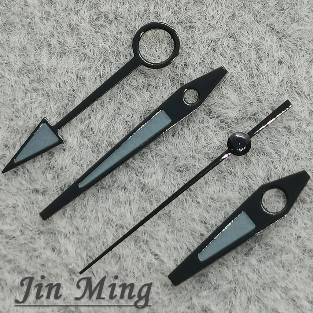 Premium Luminous Black/Grey Watch Hands with Green Glow