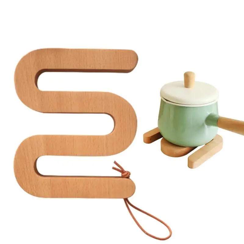 

Кухонные подкладки, деревянные подкладки, кухонный коврик с держателем, термостойкий кухонный деревянный изоляционный коврик для стола, горячие подкладки, инструмент для чайного столика