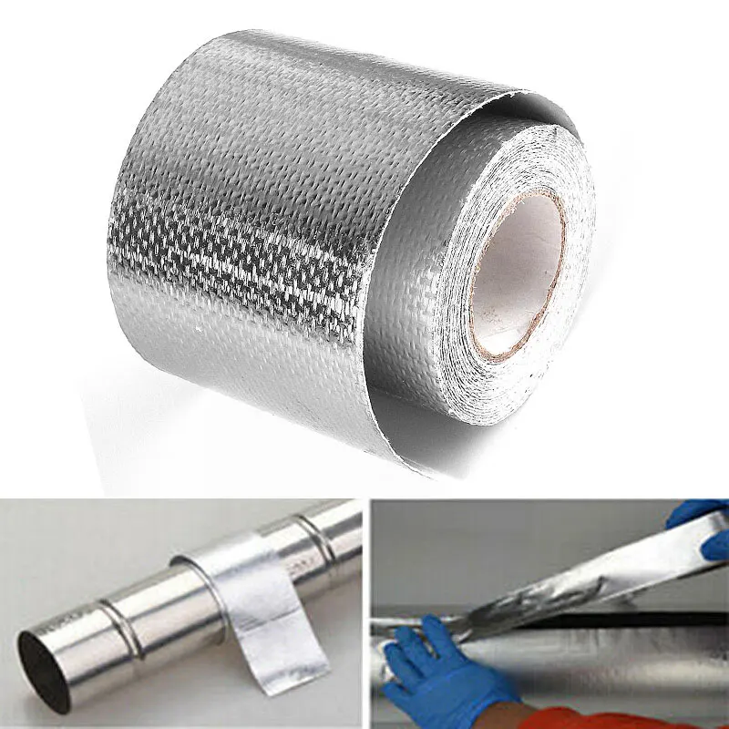 Silver 2'' Thermal Exhaust Tape Air Intake Heat Insulation Shield Wrap