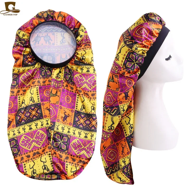 Extra Large African Women Satin Long Hair Bonnets Female Sleeping Cap For Long Curly Hair Night Cap Headwrap Headwear Chemo Hats 6