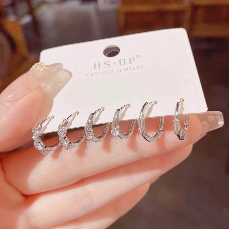 2023 New earrings Gold set earrings Women's earrings Fashionable and simple Three earring sets