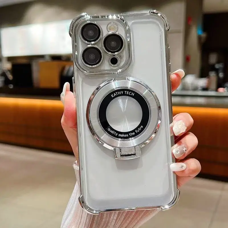 Fashion Plating Kickstand Case with Holder Stand and Shockproof Bracket