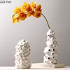Creative Wind Tunnel Ceramics Vases Artificial Flowers Flower Arrangement Desk Decoration White Coral Porcelain Vase Home Decor 1