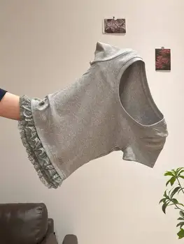 T-shirt a maniche corte con collo rotondo impiombato in pizzo di puro cotone Nuova giacca estiva slim per il corpo 2025 1