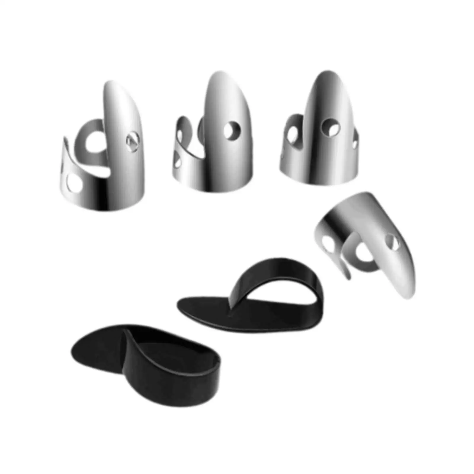 6 Pieces Finger Thumb Picks Set Stainless Steel Finger Picks and Thumb for Guitar Stringed Instruments Ukulele Banjo Harp