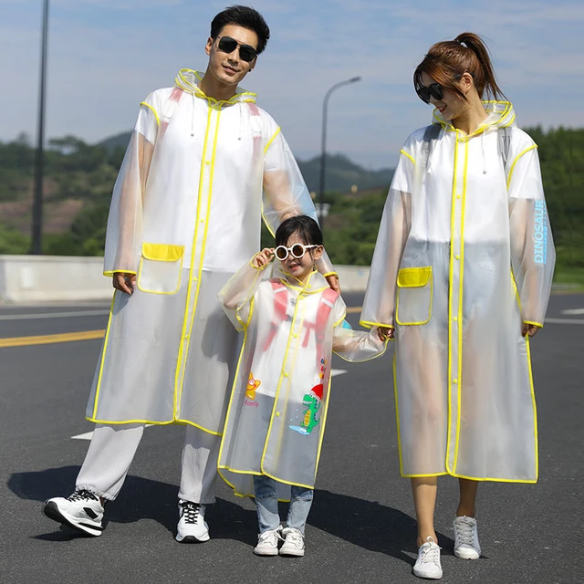 Chubasquero transparente para hombre y mujer, abrigo de lluvia EVA  transparente para pasarela, impermeable para viaje a la moda, color negro -  AliExpress