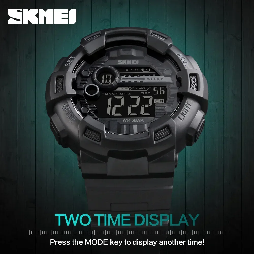 5PCS/Set SKMEI 1243 Men Multifunction 5Bar Waterproof PU Strap LED Display Watches Chrono Digital Watch reloj hombre Sport Watch 4