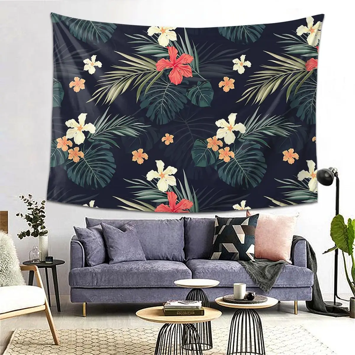 

Dark Tropical Flowers Tapestry Decoration Aesthetic Tapestries for Living Room Bedroom Decor Home Funny Wall Cloth Wall Hanging