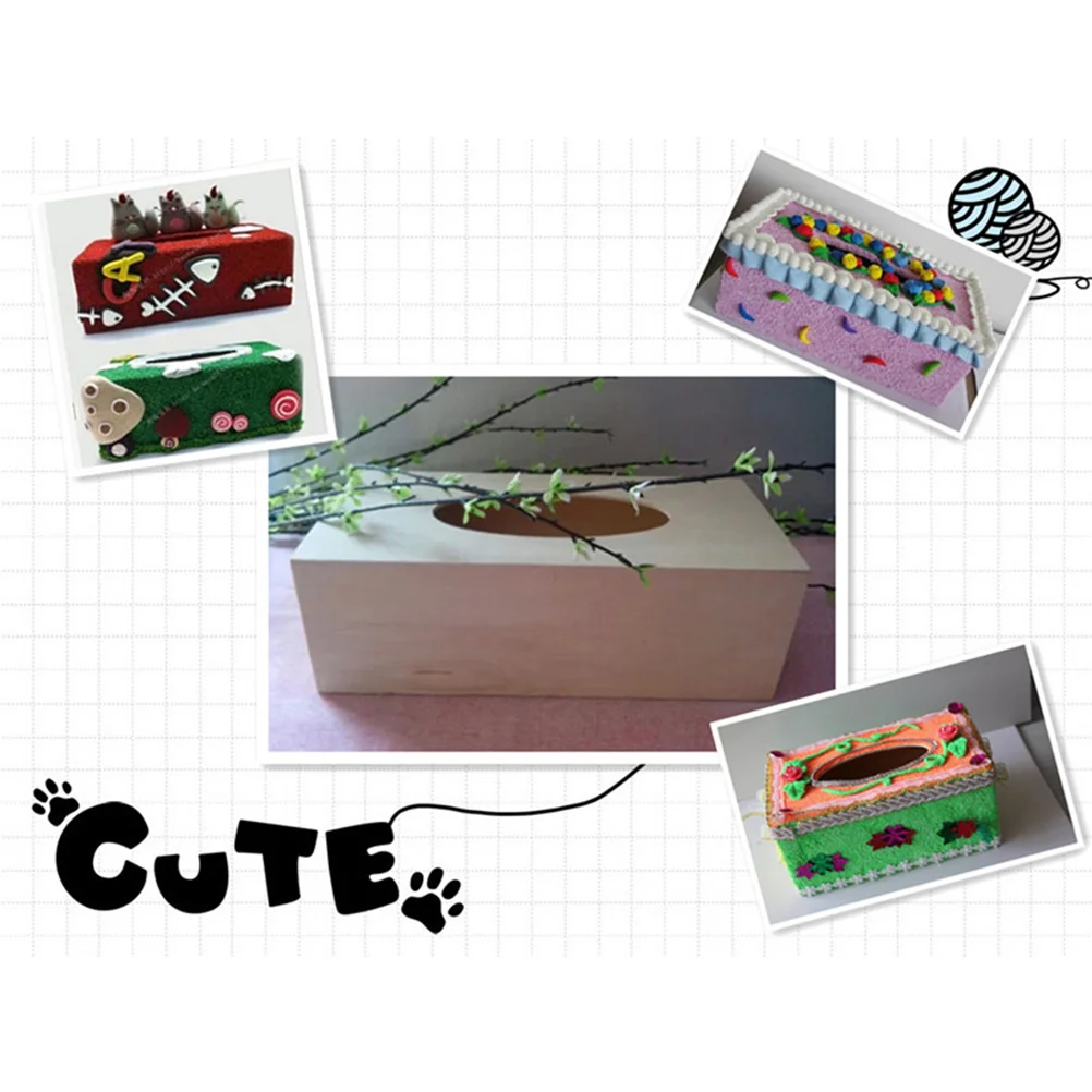 2/3pcs DIY Tissue Boxes Unfinished Wood Tissue Box Napkin Holders Craft Tissue Box Cover Simple Tissue Paper Dispenser Mold for 3