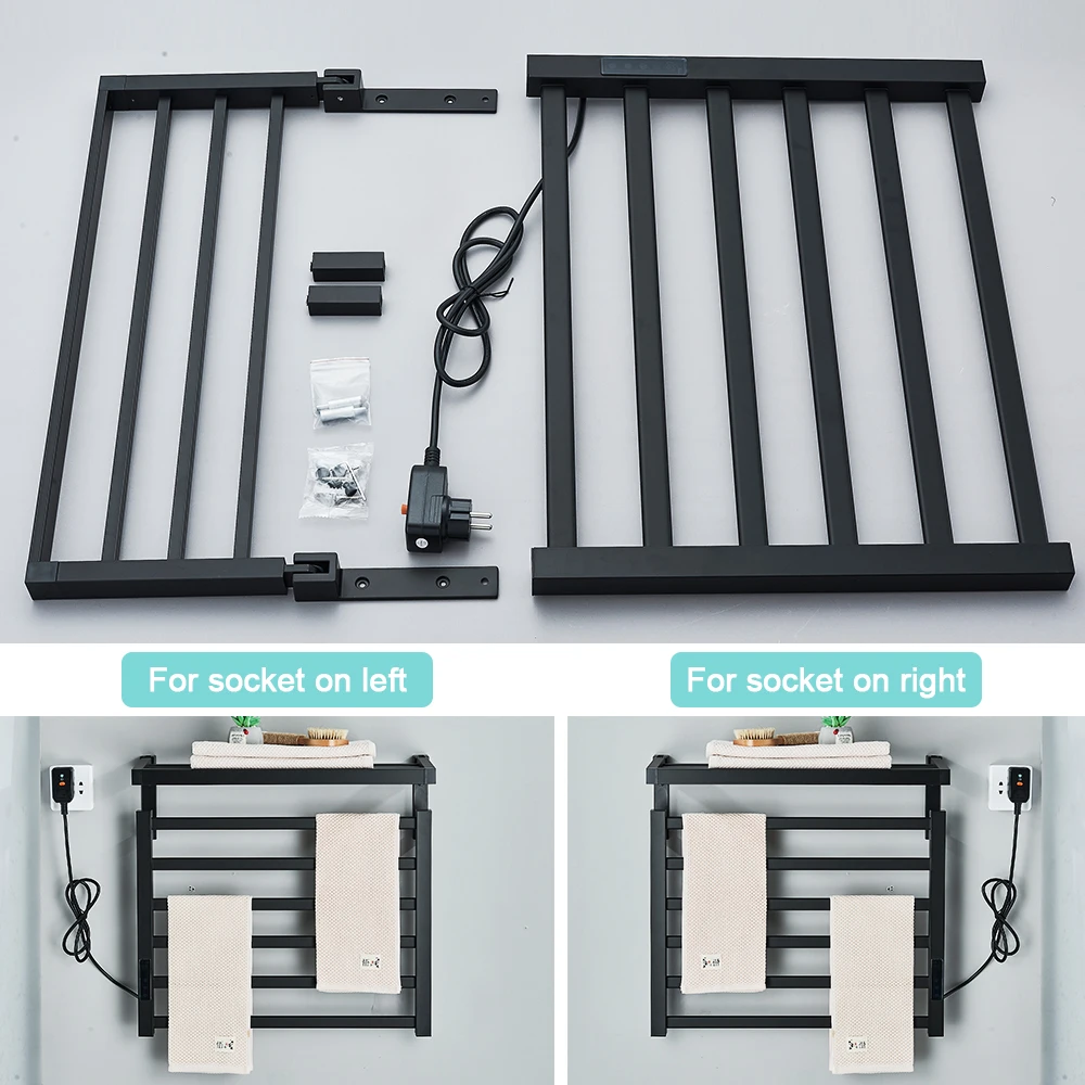 Bathroom Electric Towel Rack Digital Display Temperature Time Control Towel Warmer Rail Smart Home Heated Bar Aluminum electric towel rack