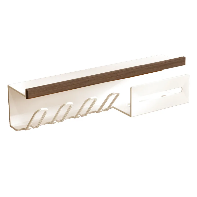 Cream Walnut Bathroom Shelf Toothbrush Tooth Cup Holder Wall Mounted Toothbrush Holder Multifunctional Paper Towel
